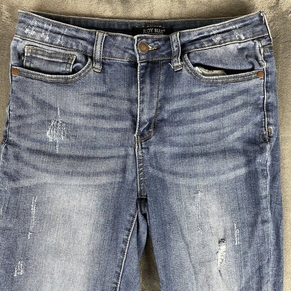 Judy Blue Jeans Womens Size 30 Distressed Mid Rise Relaxed Fit JB8271DK - Picture 3 of 12